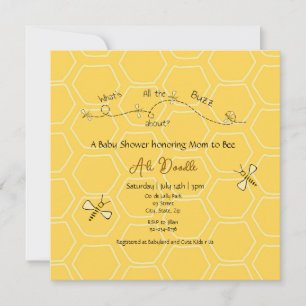 Invitación Dulce Lluvia de Miel Amarilla "Mami Abeja" Baby sh