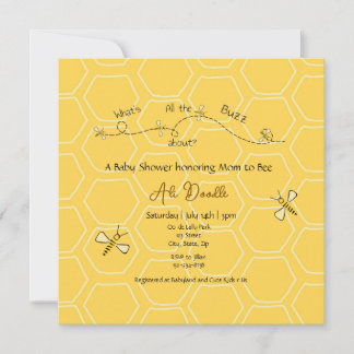 Invitación Dulce Lluvia de Miel Amarilla "Mami Abeja" Baby sh