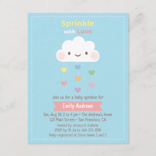 Invitación Dulce lluvia de nubes Arcoíris Corazones Baby Show