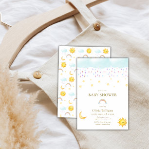 Invitación Dulce Luna Estrella Arcoíris Gota de Lluvia Baby S