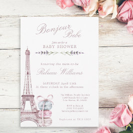 Invitación Dulce Macaron Bonjour Bebe Paris Ducha bebé