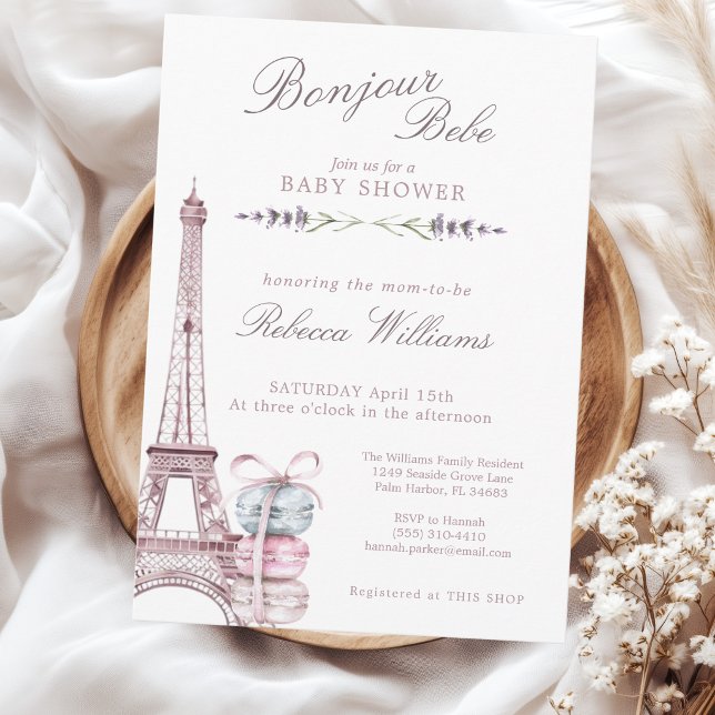 Invitación Dulce Macarón Buenos días Bebé París Cumpleaños de (Subido por el creador)
