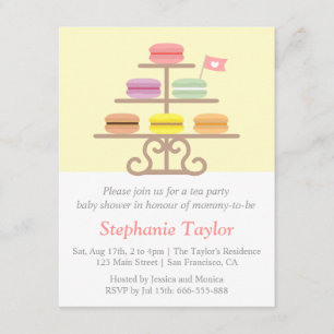 Invitación Dulce Macarón, Fiesta del té, Baby Shower, Mamá en