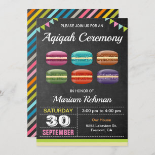 Invitación Dulce Macarons Aqeeqah  Ceremonia Aqiqah