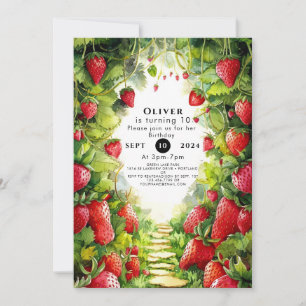 Invitación Dulce mágico simple fresa cumpleaños