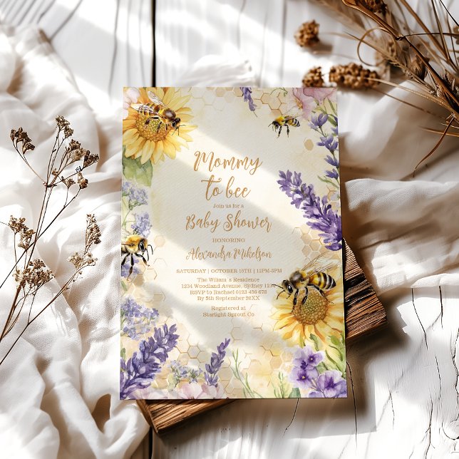Invitación Dulce Mamá Abeja Baño de Bebé Neutral en Género (Subido por el creador)