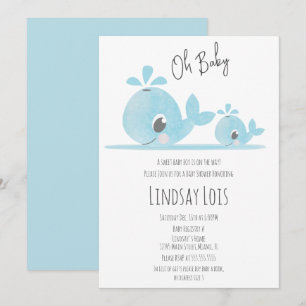 Invitación Dulce Mamá Ballena Bebé Ballena Baby Shower