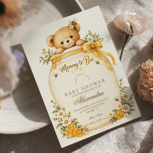 Invitación Dulce Mamá Osita para la Fiesta de Bebé Abeja