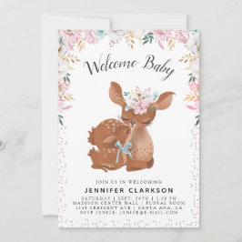 Invitación Dulce mamá y bebé venado bienvenido bebé