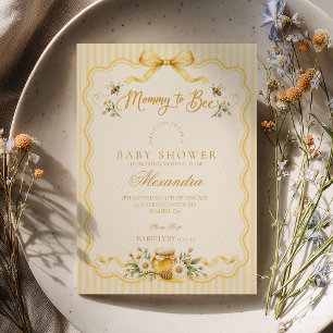 Invitación Dulce Mantequilla Amarilla Mamá Abeja Shower de Bi