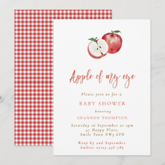 Invitación Dulce Manzana de Mi Ojo Caída Shower de Bebé