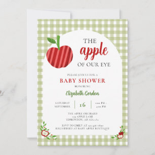 Invitación Dulce Manzana de Nuestro Ojo para Baby Shower a Cu