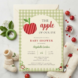 Invitación Dulce Manzana de Nuestro Ojo para Baby Shower a Cu