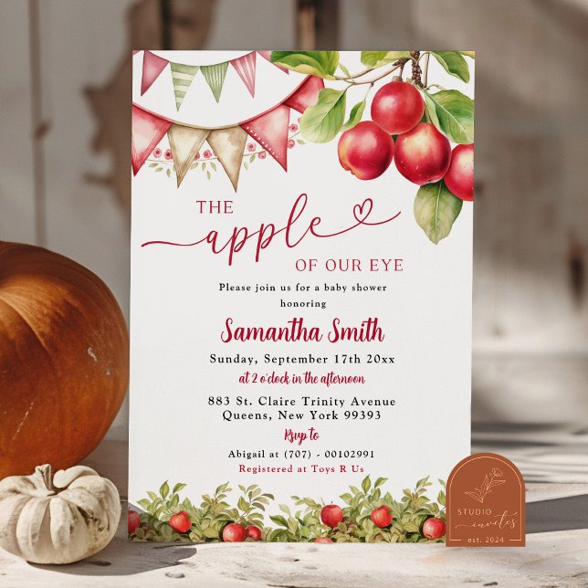 Invitación Dulce manzana de nuestros ojos baby shower de otoñ (Subido por el creador)