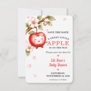 Invitación Dulce manzana Shower de bebé Save The Date Flor de