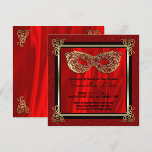Invitación Dulce Mascarada 16   Dulce Rojo Dieciséis Aniversa