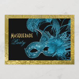 Invitación Dulce Masquerade Dieciséis azul fiesta, Relieve me
