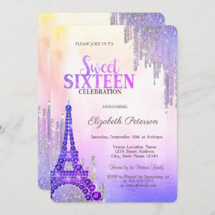 Invitación Dulce metálico de la Torre Eiffel 16