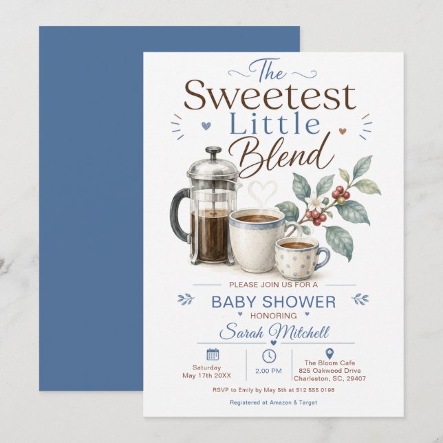 Invitación Dulce Mezcla de Café para Baby Shower (Anverso / Reverso)