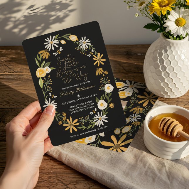 Invitación Dulce Miel En Camino | Bee Baby Shower (Sweet Little Honey On The Way | Bee Baby Shower Invitation)