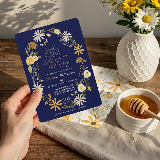 Invitación Dulce Miel En Camino | Bee Baby Shower (Sweet Little Honey On The Way | Bee Baby Shower Invitation)