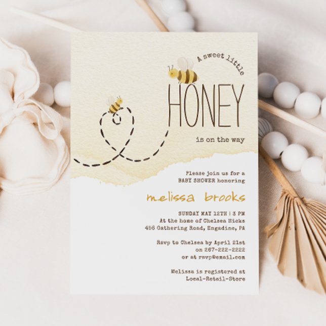 Invitación Dulce Miel En Camino | Bee Baby Shower (Subido por el creador)