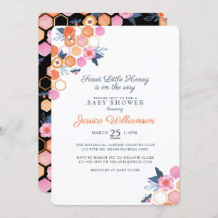 Invitación Dulce Miel En Camino White Floral Bee