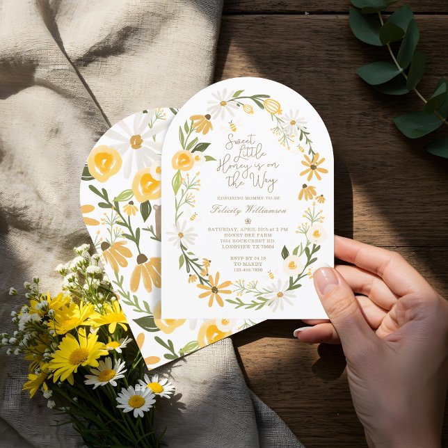 Invitación Dulce Miel Pequeña En El Camino De Abeja Diversión (Sweet Little Honey On The Way Bee Fun Baby Shower Invitation)