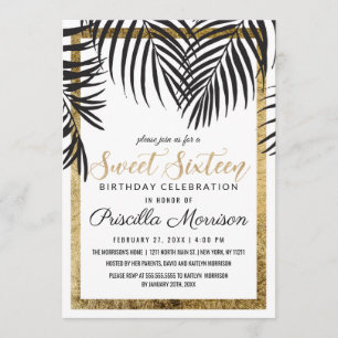 Invitación Dulce moderno 16 de la palmera de las frondas de