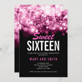Invitación Dulce moderno 16 Fiestas Luces espumosas rosadas