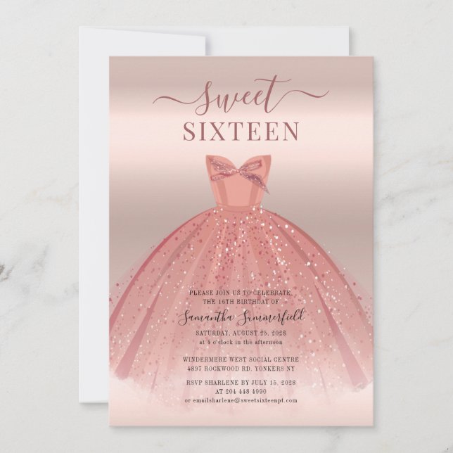 Invitación Dulce moderno 16 Script Cumpleaños (Anverso)