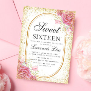 Invitación Dulce moderno Dieciséis cumpleaños sorpresa