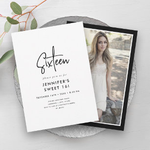 Invitación Dulce moderno minimal de foto en blanco y negro 16