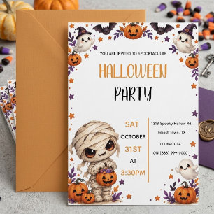 Invitación Dulce Momia Fiesta de Halloween Espeluznante para