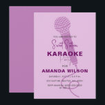 Invitación Dulce morado de 16 cumpleaños Fiesta de karaoke<br><div class="desc">Invitación de fiesta de cumpleaños de karaoke de cute morado dulce</div>
