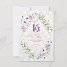 Invitación Dulce morado de flores 16 cumpleaños
