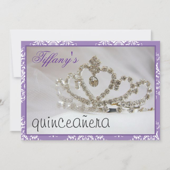 Invitación dulce morado Dieciséis o quinceañera fiesta (Anverso)