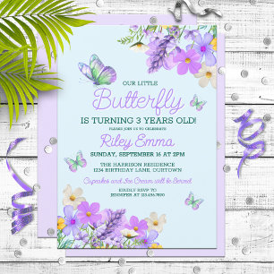 Invitación Dulce Morado Mariposa Tema Chica Cumpleaños Fiesta