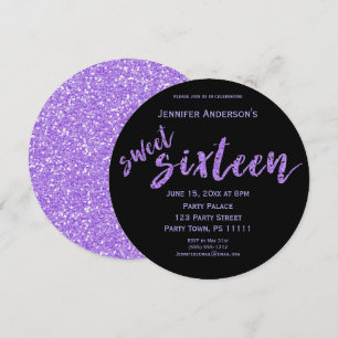 Invitación Dulce morado negro dieciséis