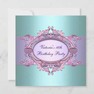 Invitación Dulce morado verde azulado Dieciséis cumpleaños