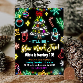 Invitación Dulce mucho Navidades divertidos Neon Birthday Par