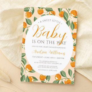 Invitación Dulce Naranja Floral Branches Citrus Baby Shower