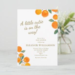 Invitación Dulce Naranja Pequeña Fruta Cítrica Baby Shower