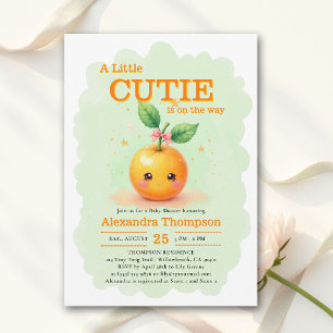 Invitación Dulce Naranja Pequeña Moño Verde Menta Baby Shower