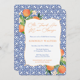 Invitación Dulce Naranja principal Ducha azul de novia blanca