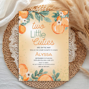 Invitación Dulce Naranja Verde Fiesta de Gemelos