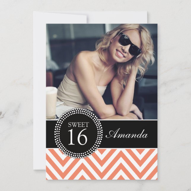 INVITACIÓN DULCE NARANJA ZIG ZAG CHEVRON PATTERN (Anverso)