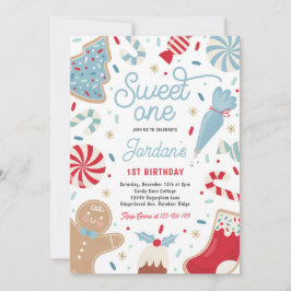 Invitación Dulce Navidades Cookie Primer Fiesta de Cumpleaños