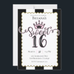 Invitación Dulce negro de oro rosado 16 fiesta de cumpleaños<br><div class="desc">Personalizar para su evento.</div>