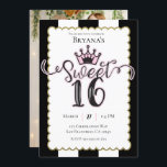 Invitación Dulce negro de oro rosado 16 fiesta de cumpleaños<br><div class="desc">Personalizar para su evento.</div>